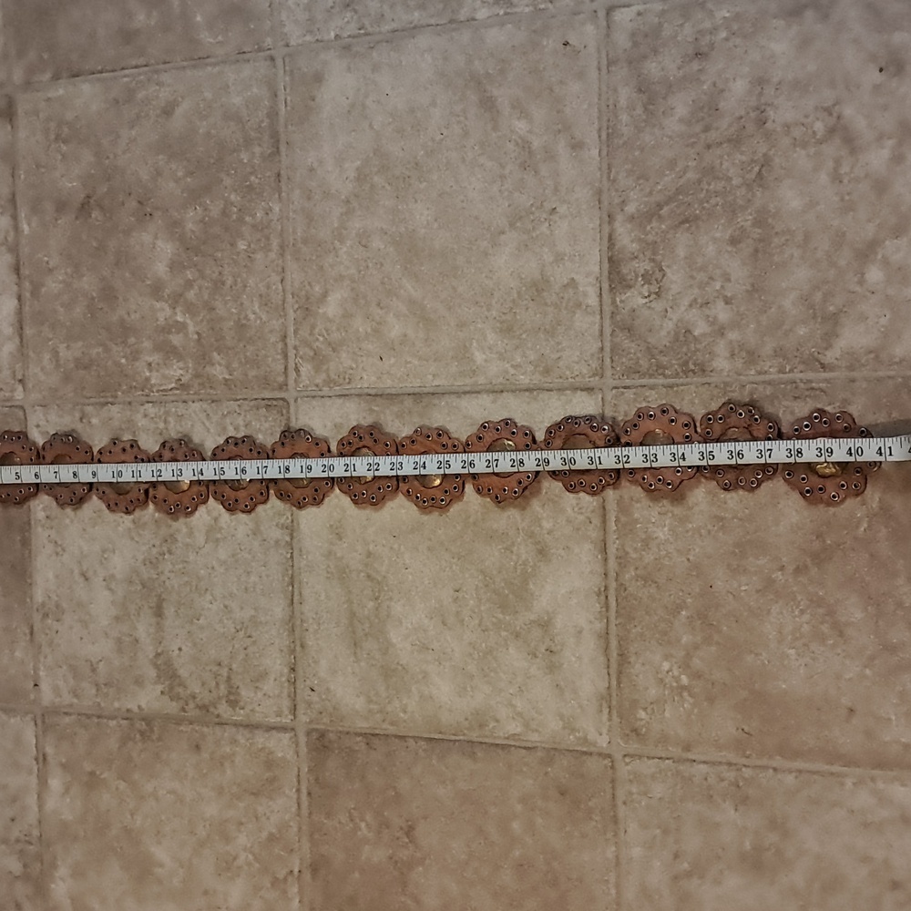 Brown Leather Western Concho Belt with Brass Medallions - Picture 5 of 8